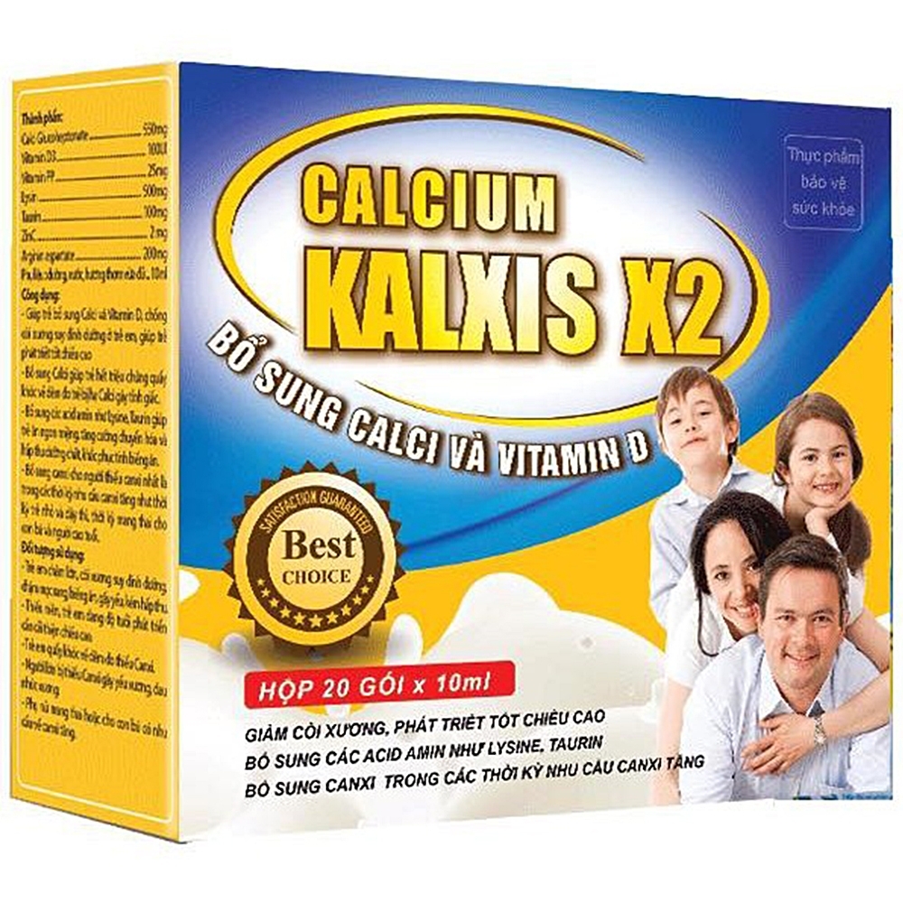 Hình ảnh Hỗn dịch Calcium Kalxis X2 Viviphaco giảm còi xương, phát triển tốt chiều cao (20 gói x 10ml)
