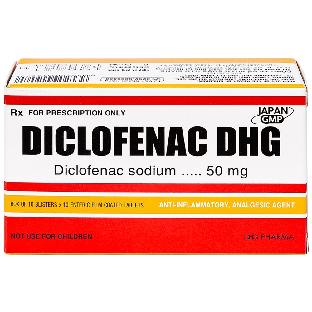 Hình ảnh Thuốc Diclofenac DHG điều trị viêm, đau trong rối loạn cơ xương khớp (10 vỉ x 10 viên)