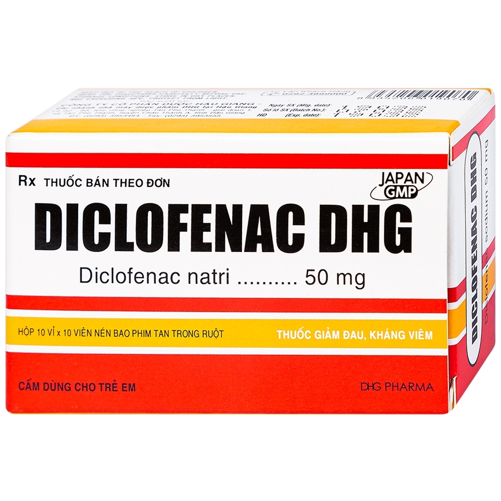 Hình ảnh Thuốc Diclofenac DHG điều trị viêm, đau trong rối loạn cơ xương khớp (10 vỉ x 10 viên)