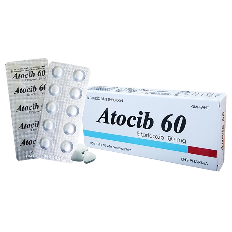 Hình ảnh Thuốc Atocib 60mg DHG điều trị thoái hóa khớp, viêm khớp dạng thấp (3 vỉ x 10 viên)