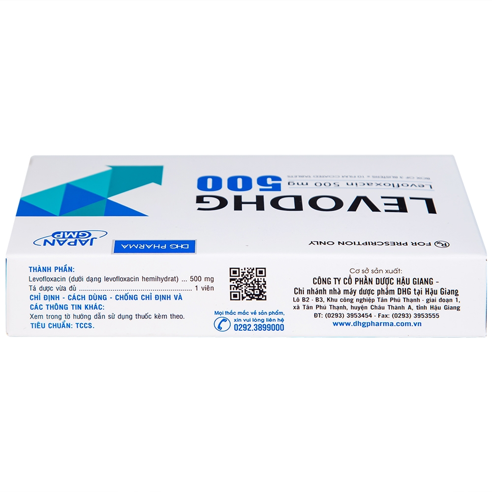 Hình ảnh Thuốc LevoDHG 500 điều trị các chứng nhiễm khuẩn, viêm phổi, viêm tiền liệt tuyến (3 vỉ x 10 viên)