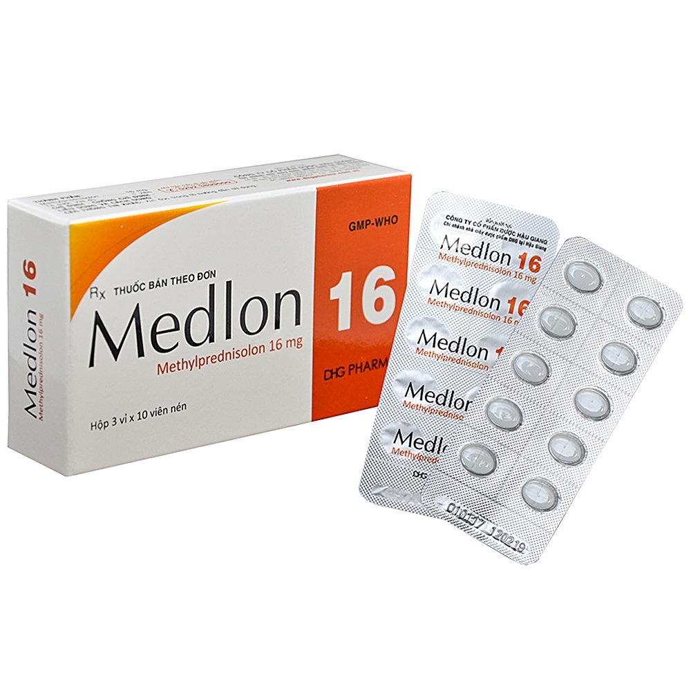 Hình ảnh Thuốc Medlon 16 DHG Pharma chống viêm, giảm miễn dịch trong viêm khớp, lupus ban đỏ (3 vỉ x 10 viên)