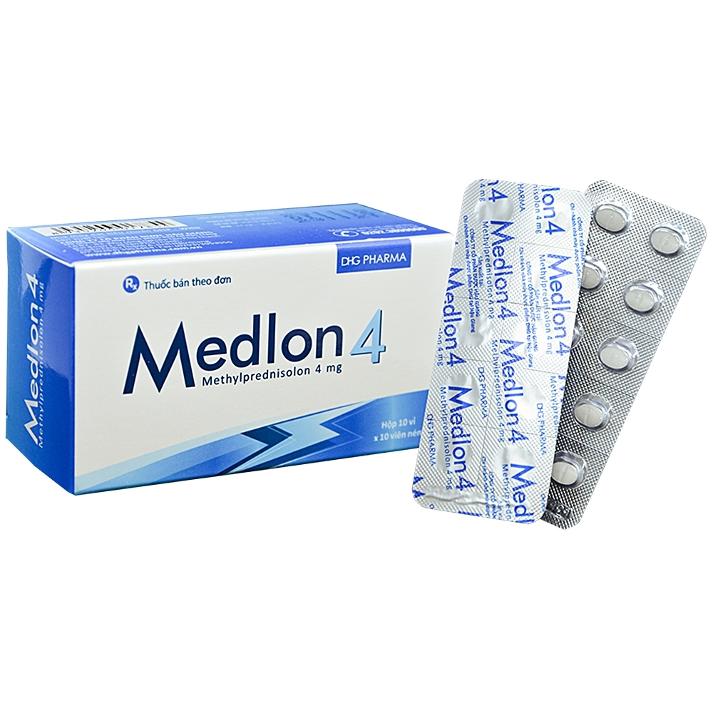 Hình ảnh Thuốc Medlon 4 DHG Pharma chống viêm, giảm miễn dịch trong viêm khớp, lupus ban đỏ (10 vỉ x 10 viên)