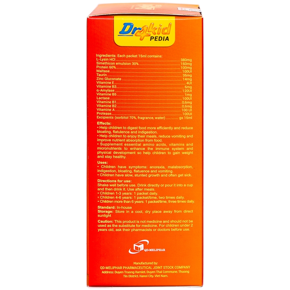 Hình ảnh Dung dịch uống Dr4Kid Pedia QD-Meliphar giúp trẻ thèm ăn, ăn ngon miệng (10 gói x 15ml)