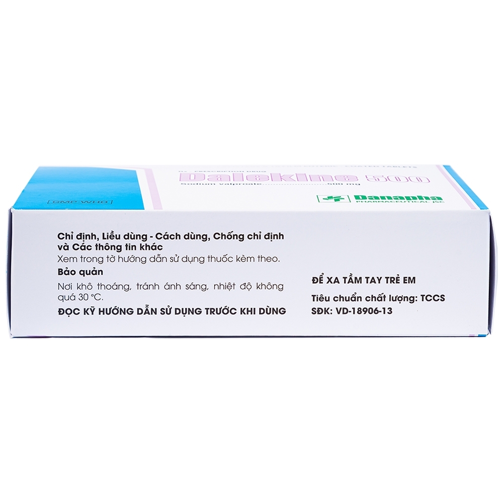 Hình ảnh Thuốc Dalekine 500mg Danapha điều trị động kinh (4 vỉ x 10 viên)