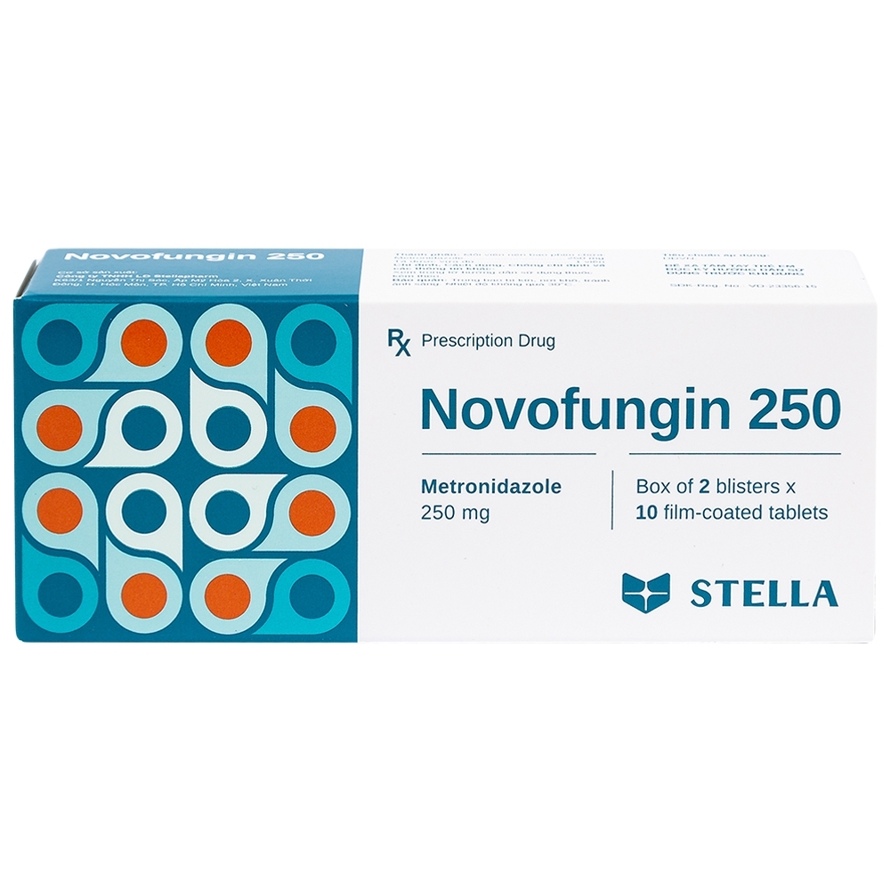 Hình ảnh Thuốc Novofungin 250 Stella điều trị và phòng ngừa nhiễm khuẩn kỵ khí (2 vỉ x 10 viên)