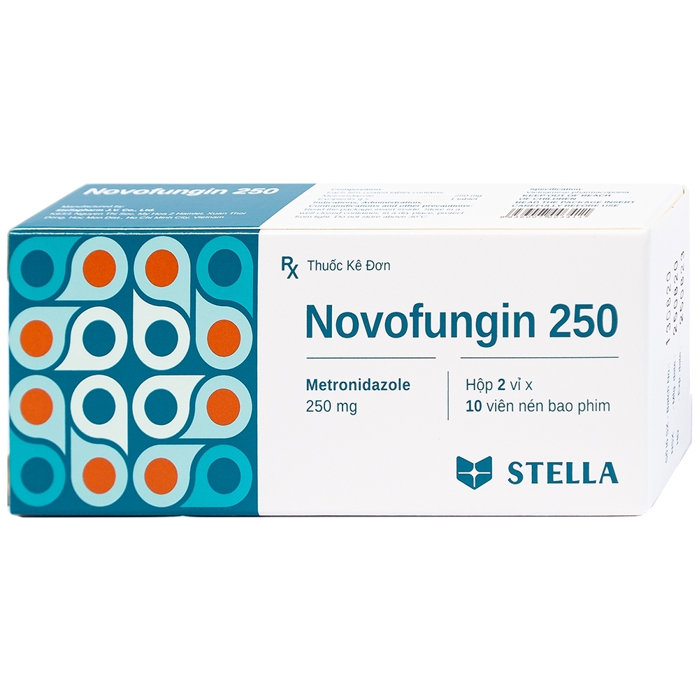 Hình ảnh Thuốc Novofungin 250 Stella điều trị và phòng ngừa nhiễm khuẩn kỵ khí (2 vỉ x 10 viên)