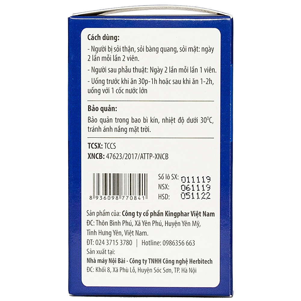 Hình ảnh Viên uống Bài Thạch Kingphar lợi tiểu, hỗ trợ giảm nguy cơ viêm đường tiết niệu (60 viên)
