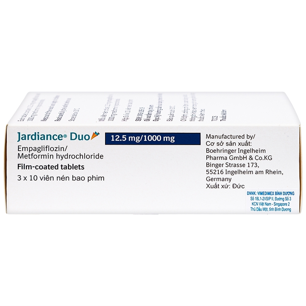 Hình ảnh Viên nén Jardiance Duo 12.5mg/1000mg điều trị đái tháo đường típ 2 (3 vỉ x 10 viên)