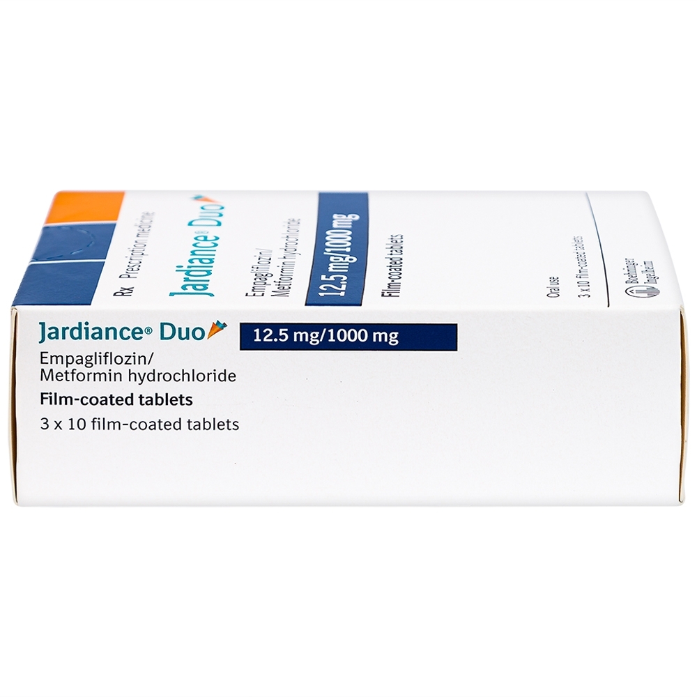 Hình ảnh Viên nén Jardiance Duo 12.5mg/1000mg điều trị đái tháo đường típ 2 (3 vỉ x 10 viên)