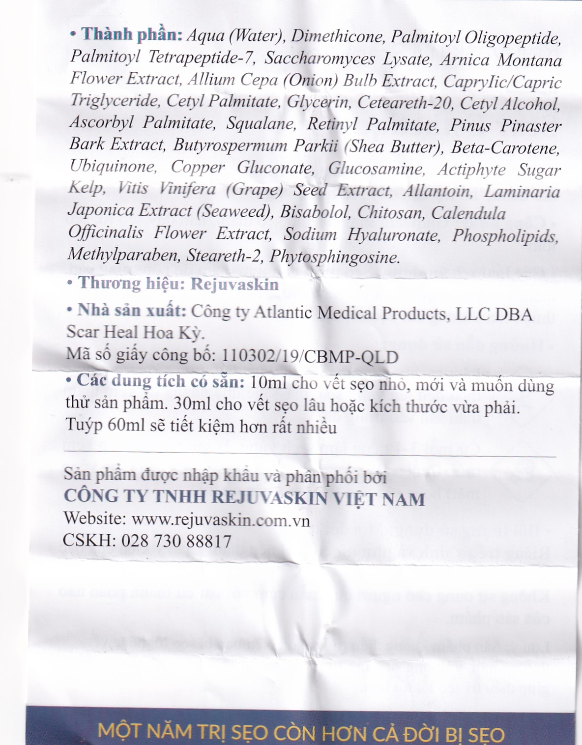 Hình ảnh Kem Rejuvaskin Scar Esthetique làm mờ sẹo, mờ vết thâm trên da (10ml)