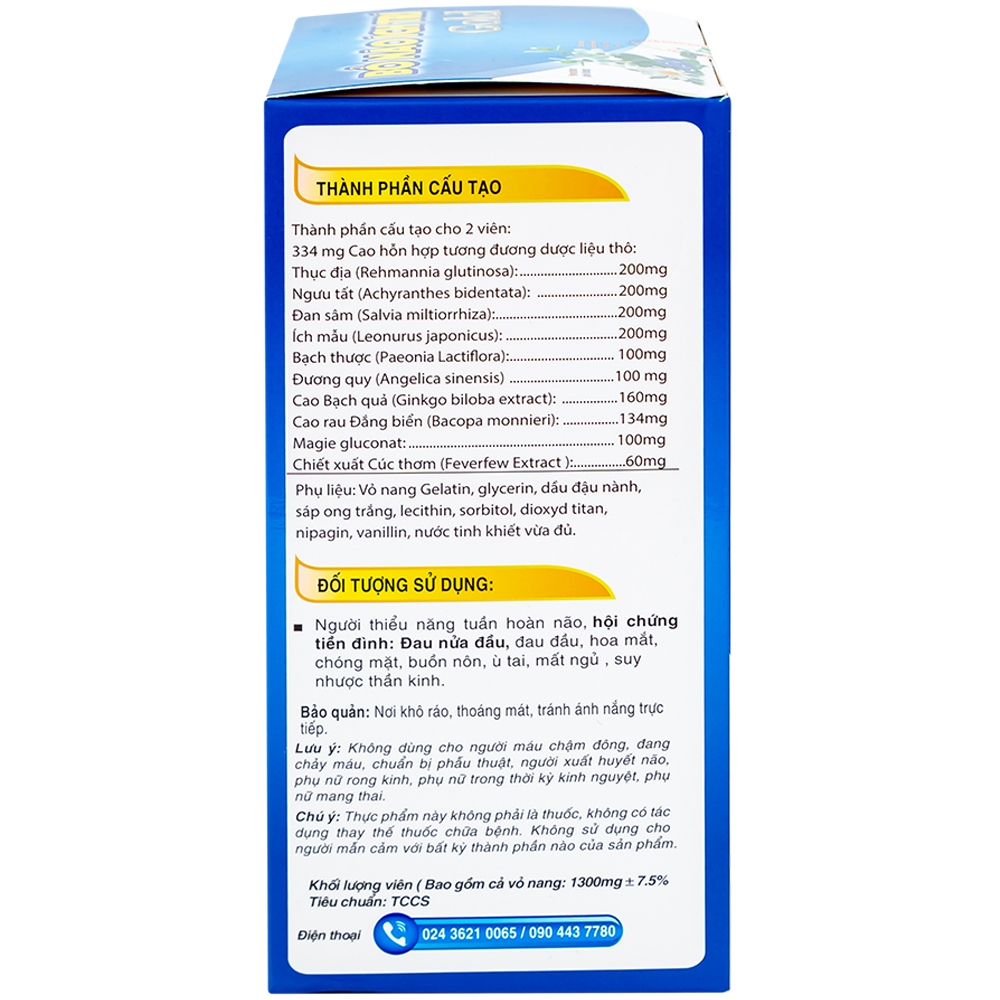 Hình ảnh Bổ não Ích Trí Gold hỗ trợ giảm triệu chứng suy giảm tuần hoàn não, đau nửa đầu (60 viên)