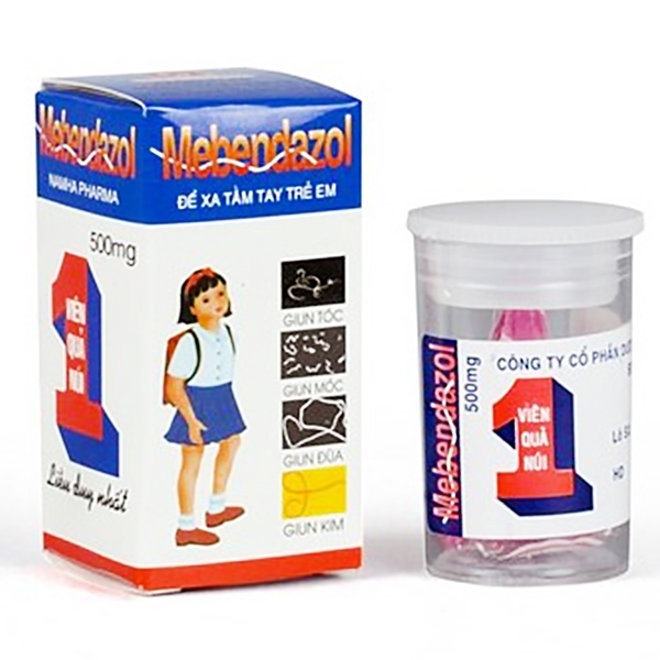 Hình ảnh Viên nhai Mebendazol 500mg Nam Hà điều trị các loại giun tròn (1 viên)