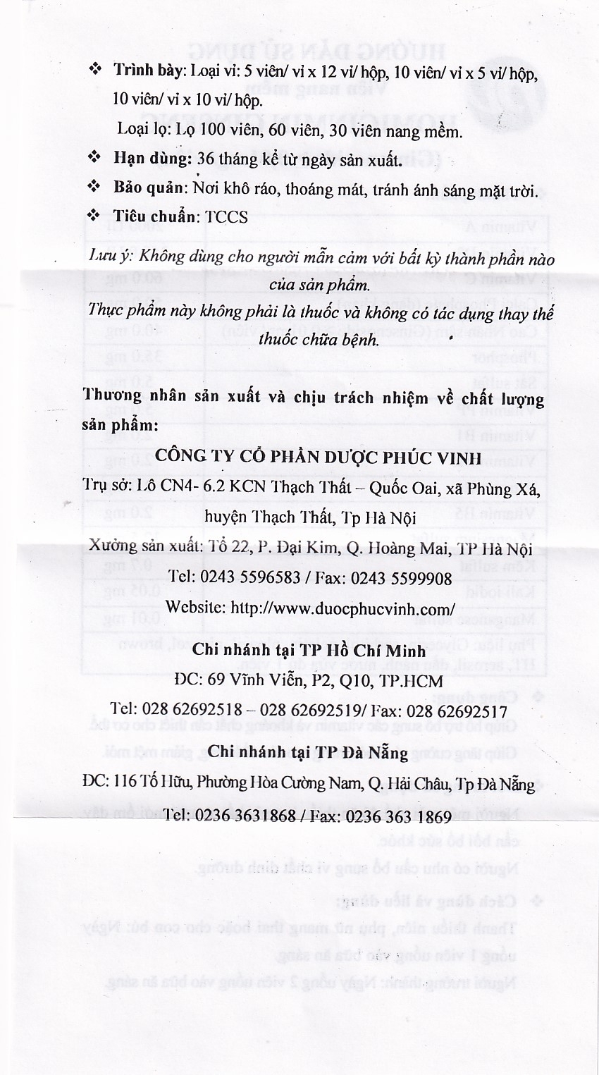 Hình ảnh Viên uống Homiginmin Ginseng Phúc Vinh hỗ trợ bổ sung vitamin và khoáng chất (12 vỉ x 5 viên)