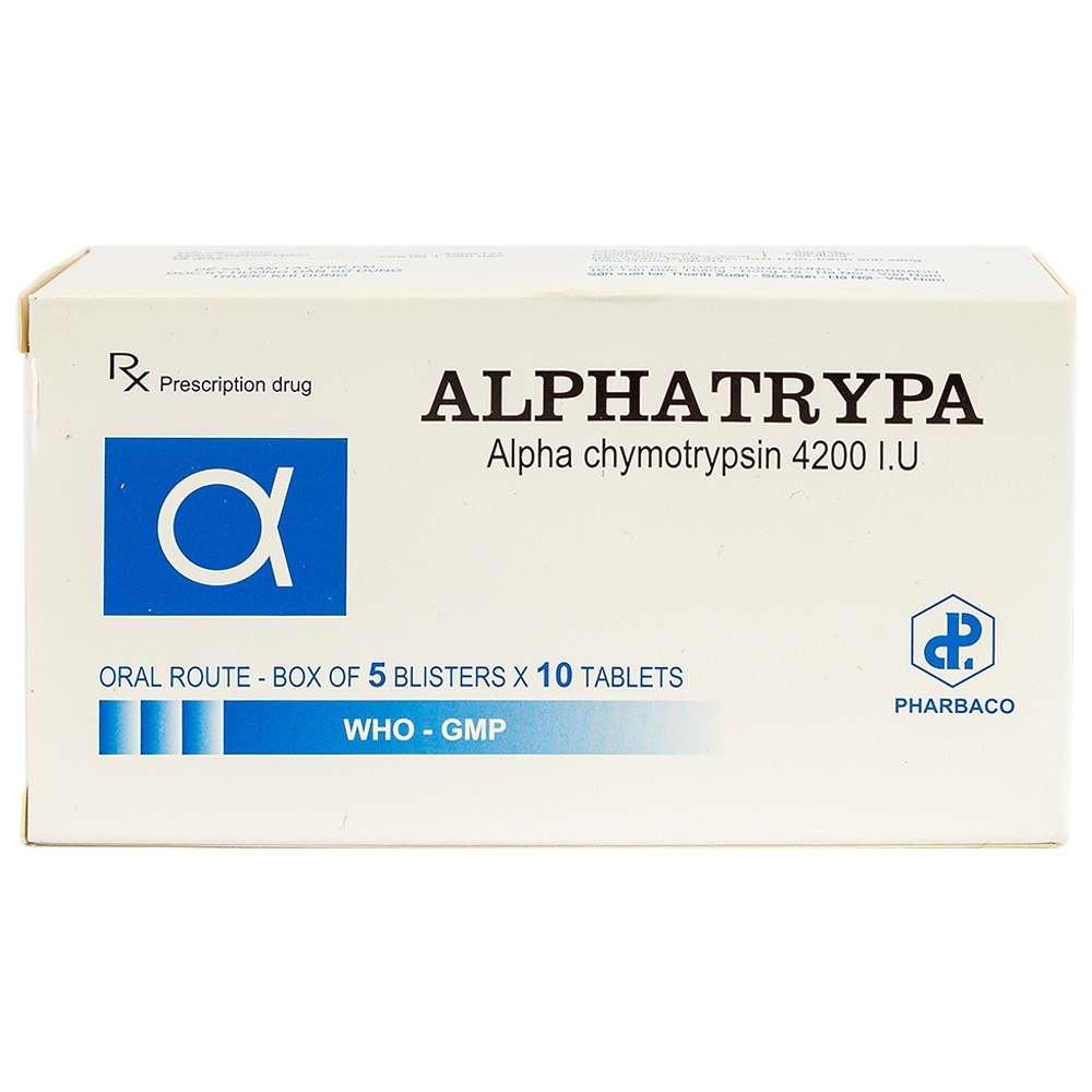 Hình ảnh Thuốc Alphatrypa 4200 I.U Pharbaco điều rị phù nề sai chấn thương, phẫu thuật (5 vỉ x 10 viên)