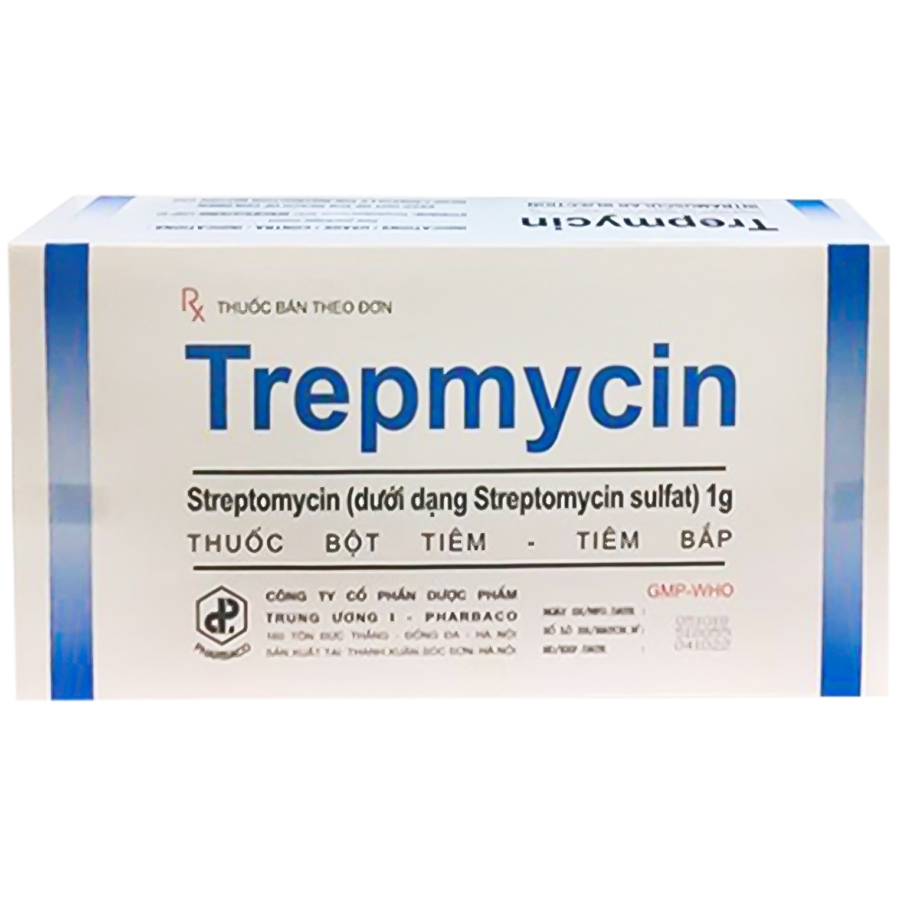 Hình ảnh Bột pha tiêm Trepmycin 1g Pharbaco điều trị bệnh lao, bệnh hủi, dịch hạch (50 lọ)