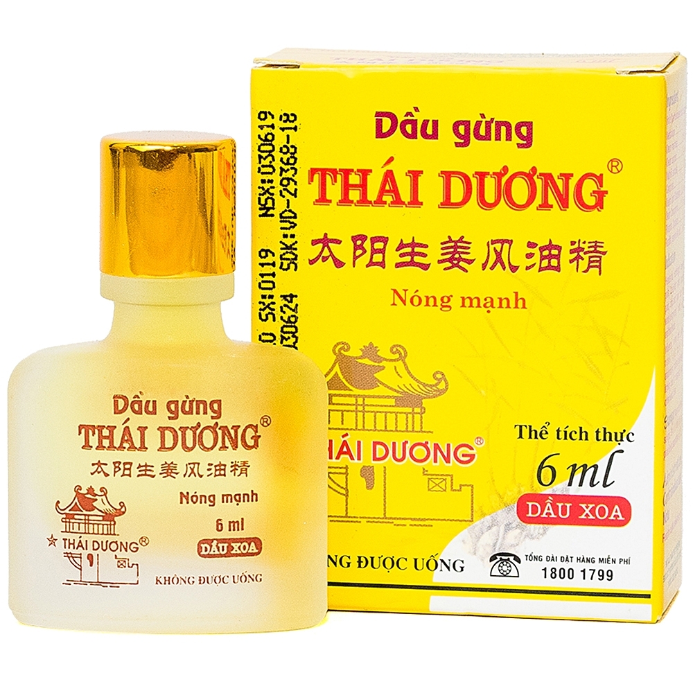 Hình ảnh Dầu gừng Thái Dương điều trị đau đầu, đau lưng, đau dây thần kinh vai gáy (6ml)