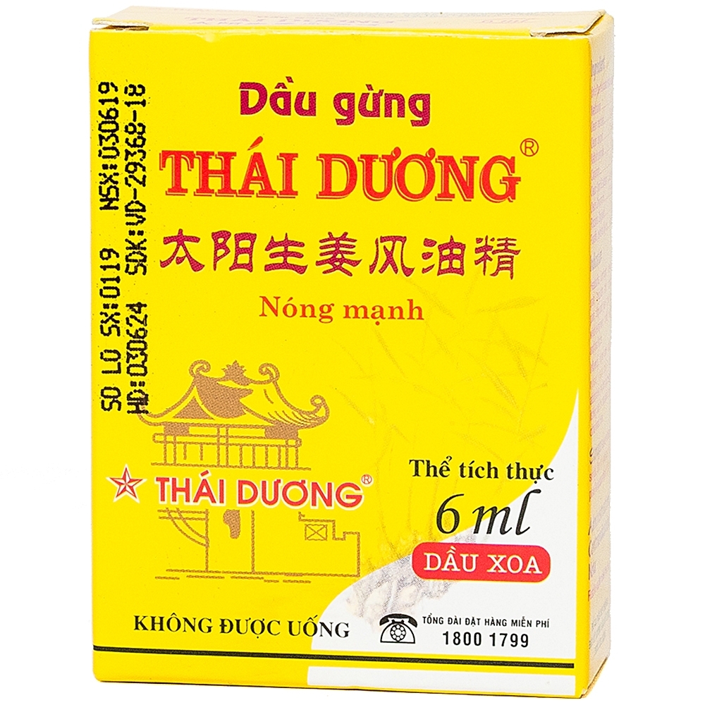 Hình ảnh Dầu gừng Thái Dương điều trị đau đầu, đau lưng, đau dây thần kinh vai gáy (6ml)