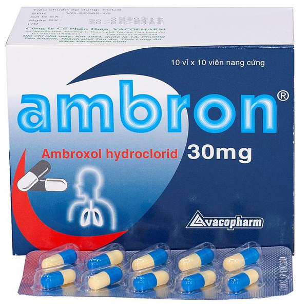 Hình ảnh Thuốc Ambron 30mg Vacopharm điều trị viêm phế quản, hen phế quản (10 vỉ x 10 viên)
