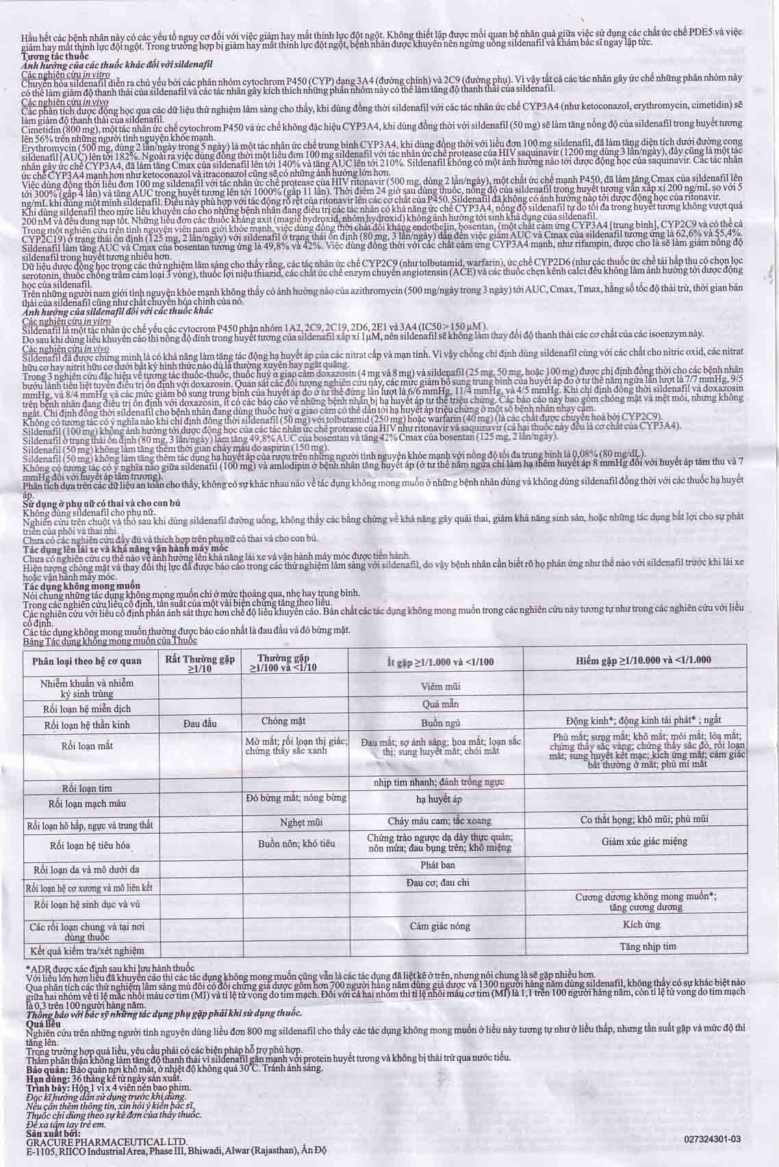 Hình ảnh Thuốc Temptcure-100 Gracure điều trị rối loạn cương dương (1 vỉ x 4 viên)