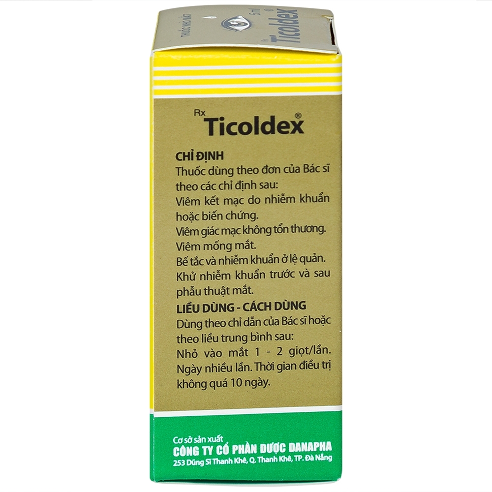 Hình ảnh Thuốc nhỏ mắt Ticoldex Danapha điều trị viêm giác mạc, viêm kết mạc (5ml)