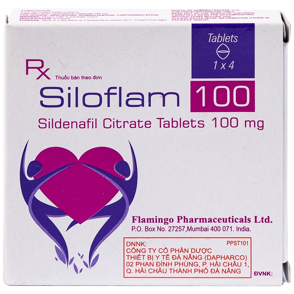 Hình ảnh Thuốc Siloflam 100 Flamingo điều trị rối loạn cương dương (1 vỉ x 4 viên)