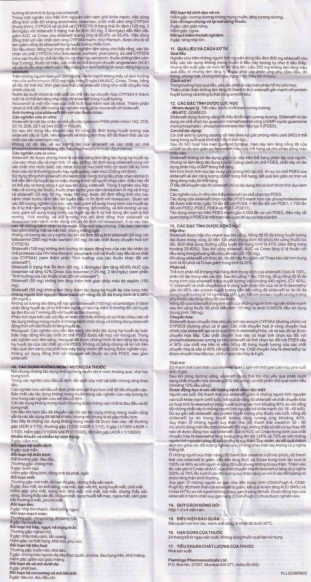 Hình ảnh Thuốc Siloflam 100 Flamingo điều trị rối loạn cương dương (1 vỉ x 4 viên)