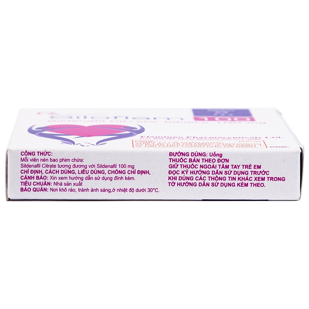 Hình ảnh Thuốc Siloflam 100 Flamingo điều trị rối loạn cương dương (1 vỉ x 4 viên)