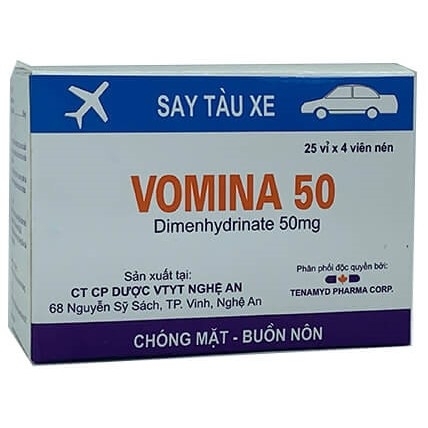 Hình ảnh Thuốc Vomina 50 phòng ngừa và điều trị chứng say tàu xe (25 vỉ x 4 viên)