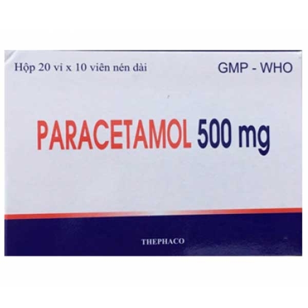 Hình ảnh Viên nén Paracetamol 500mg Thephaco hạ sốt, giảm đau đầu (20 vỉ x 10 viên)