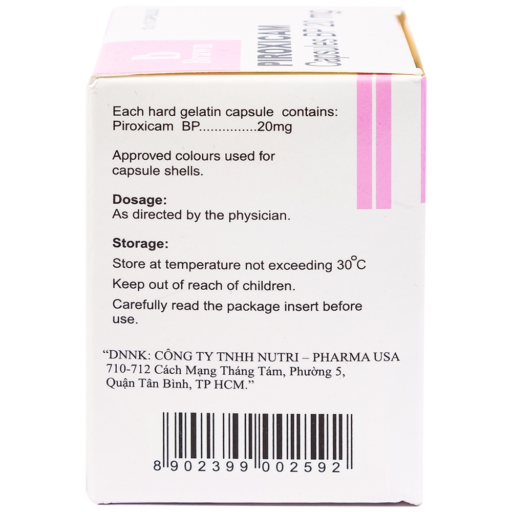 Hình ảnh Thuốc Piroxicam capsules BP 20mg Brawn kháng viêm và giảm đau viêm khớp dạng thấp (10 vỉ x 10 viên)