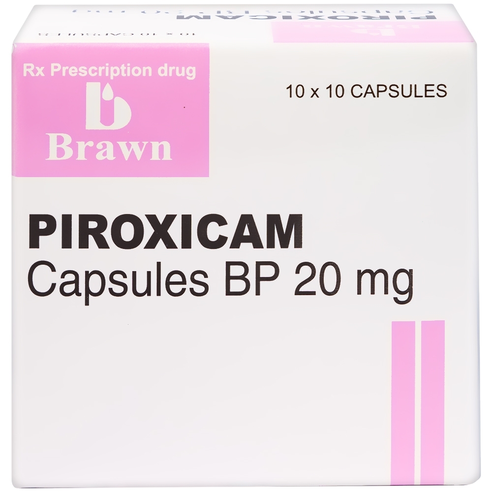 Hình ảnh Thuốc Piroxicam capsules BP 20mg Brawn kháng viêm và giảm đau viêm khớp dạng thấp (10 vỉ x 10 viên)