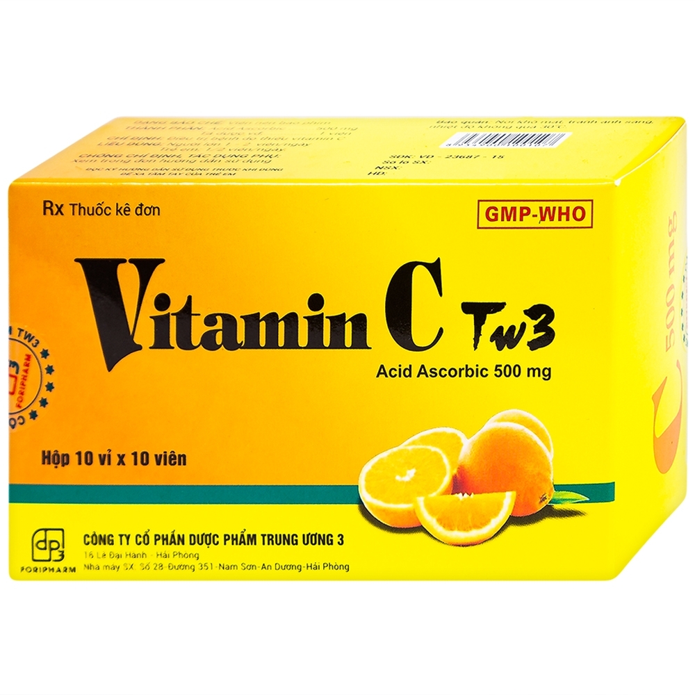 Hình ảnh Thuốc Vitamin C TW3 điều trị bệnh do thiếu vitamin C (10 vỉ x 10 viên)