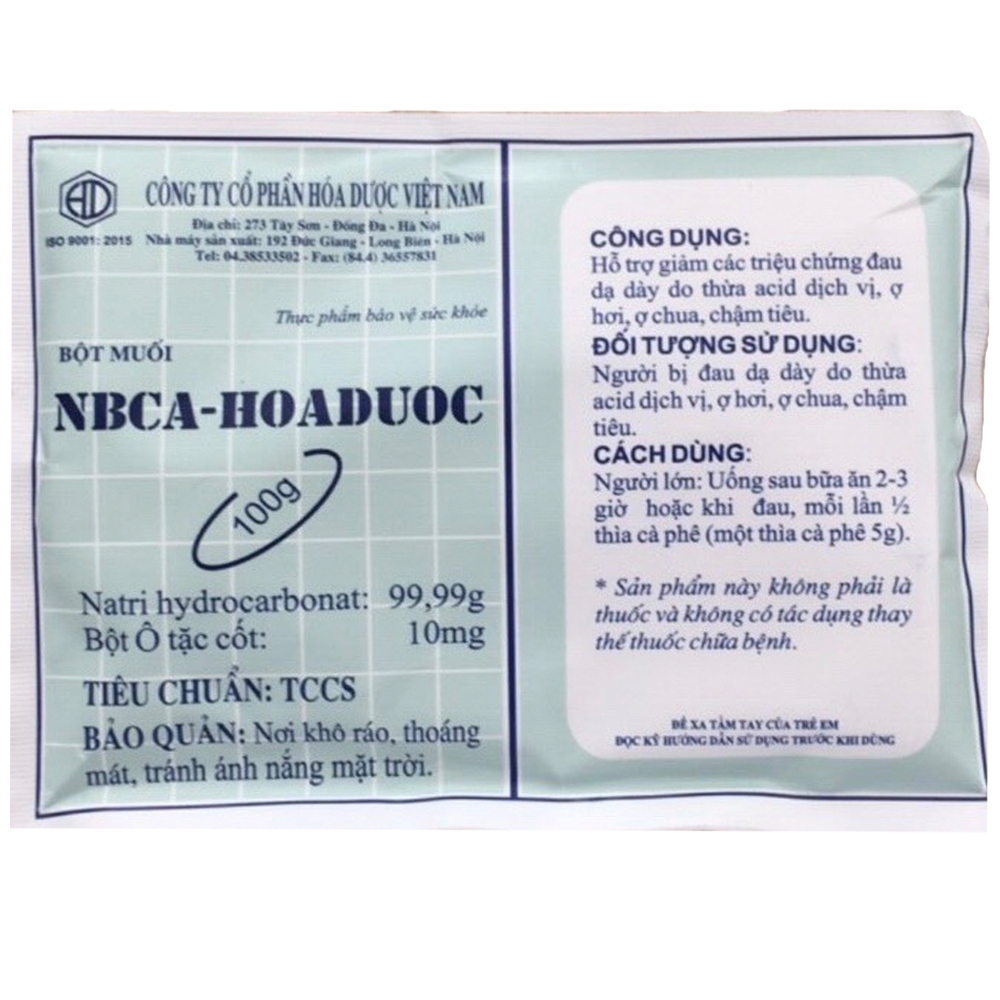 Hình ảnh Bột muối NBCA Hoa Duoc 100g hỗ trợ giảm các triệu chứng đau dạ dày do thừa acid dịch vị