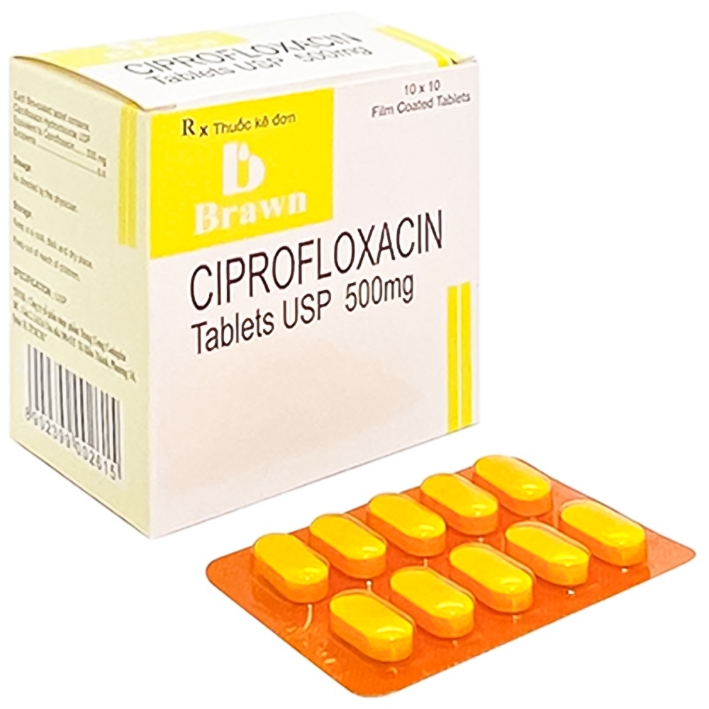 Hình ảnh Thuốc Ciprofloxacin Brawn điều trị trong các bệnh nhiễm trùng có biến chứng và không biến chứng (10 vỉ x 10 viên) 