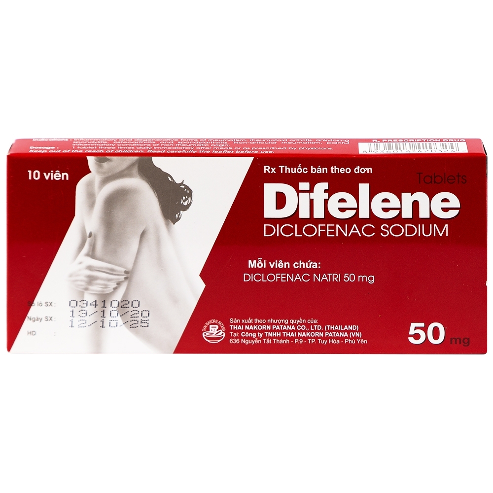 Hình ảnh Thuốc Difelene Thai Nakorn Patana điều trị viêm và các dạng thoái hoá khớp, thấp khớp (10 viên)