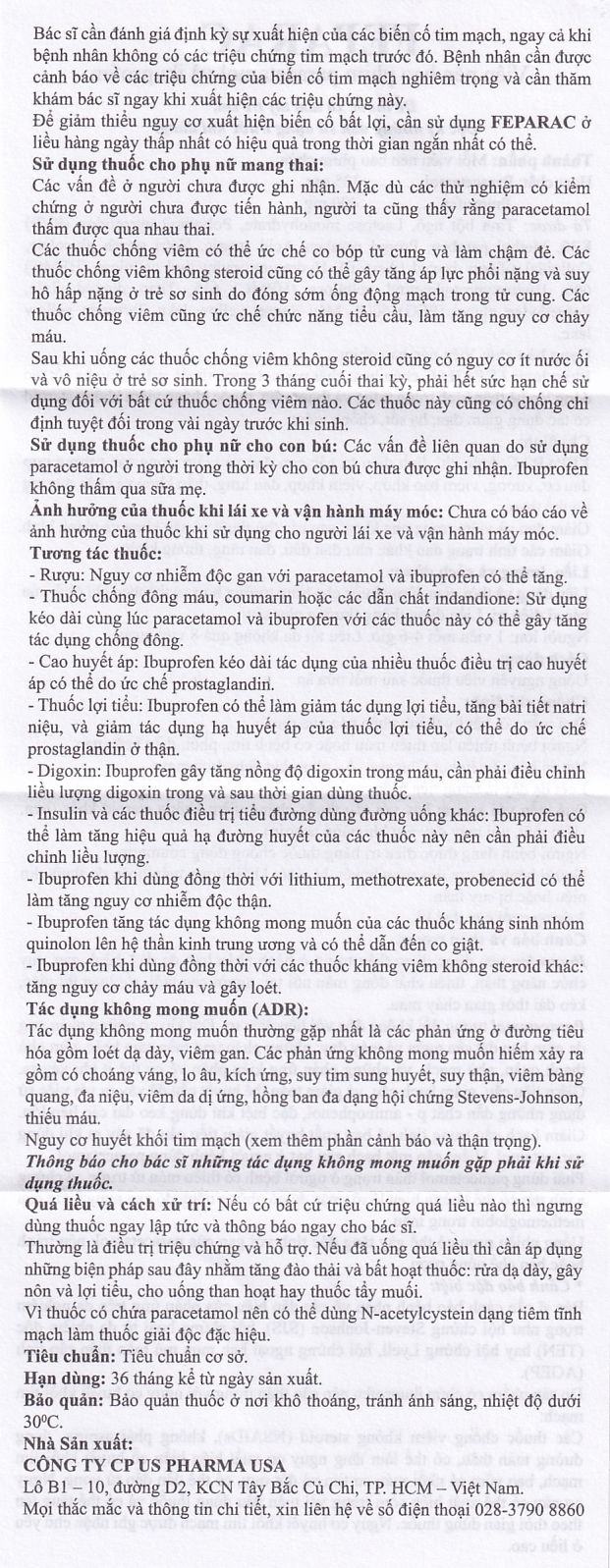 Hình ảnh Thuốc Feparac USP giảm đau và kháng viêm (10 vỉ x 10 viên)