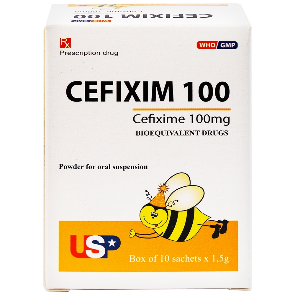 Hình ảnh Bột pha hỗn dịch uống Cefixim 100 USP điều trị nhiễm khuẩn (10 gói x 1.5g)