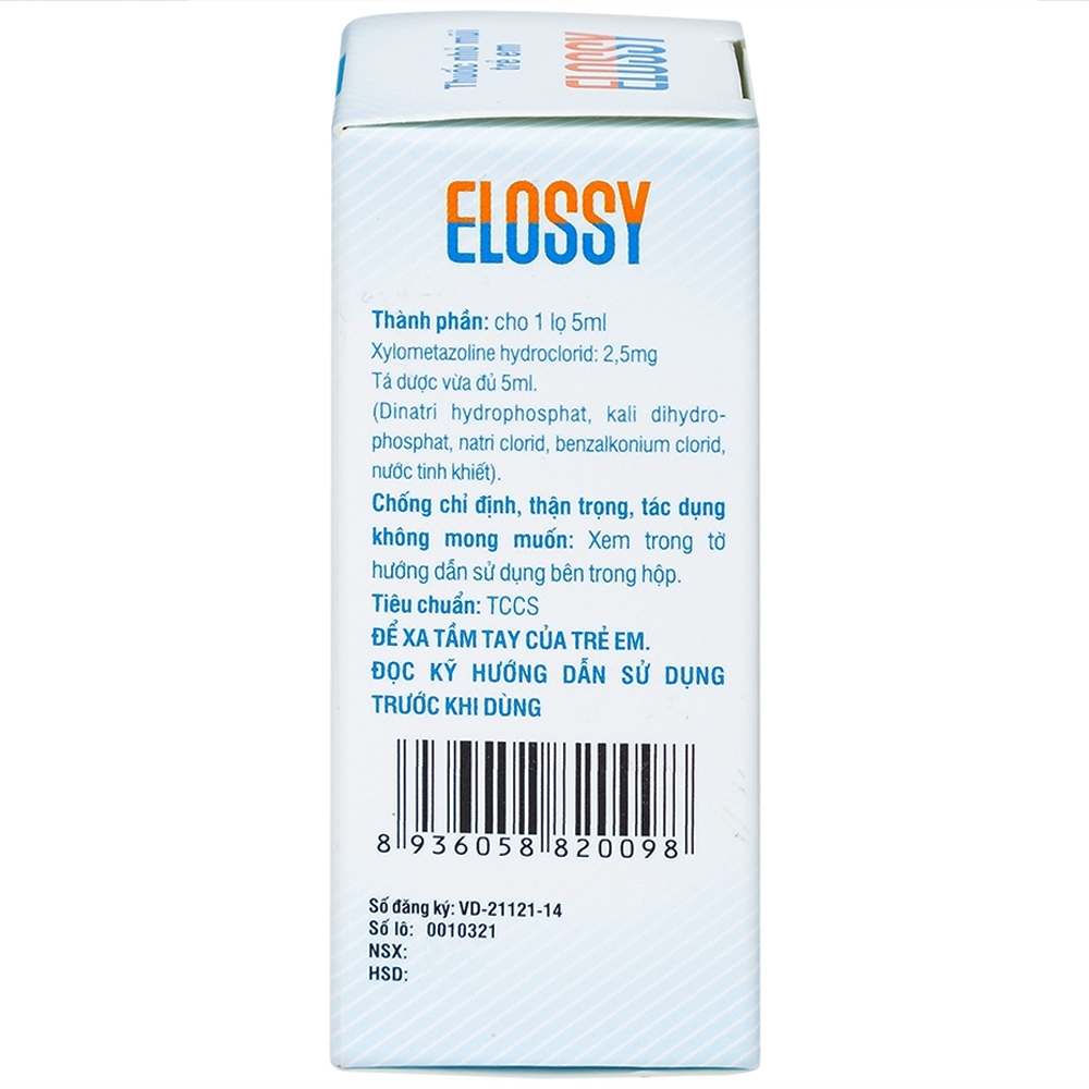 Hình ảnh Thuốc nhỏ mũi trẻ em Elossy 0.05% điều trị ngạt mũi, viêm mũi, viêm xoang (5ml)
