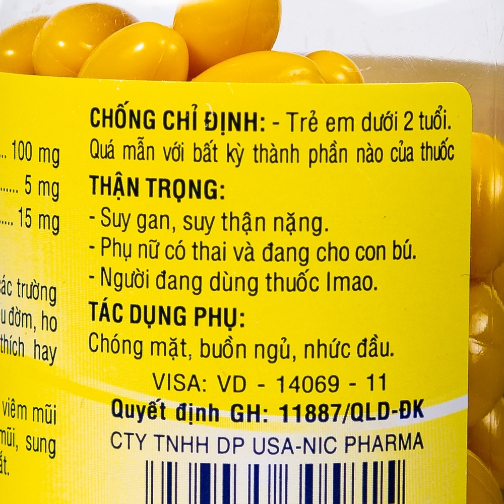 Hình ảnh Thuốc Coldnic USA-NIC Pharma điều trị viêm mũi, dị ứng, cắt đứt cơn ho (100 viên)