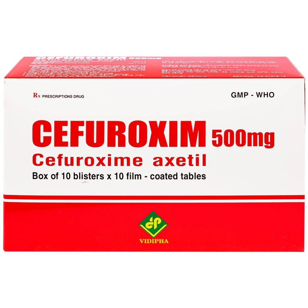 Hình ảnh Thuốc Cefuroxim 500mg Vidipha điều trị nhiễm khuẩn (10 vỉ x 10 viên)