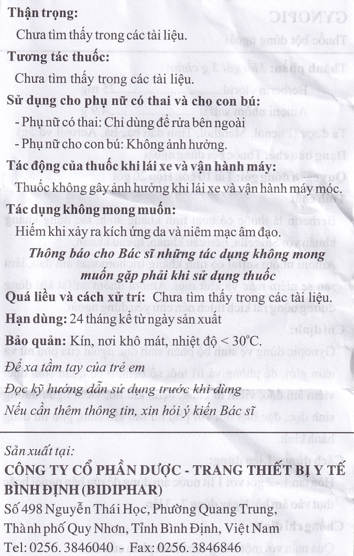 Hình ảnh Thuốc bột dùng ngoài Gynopic Bidiphar phòng và trị bệnh viêm âm đạo, viêm tử cung (5g)