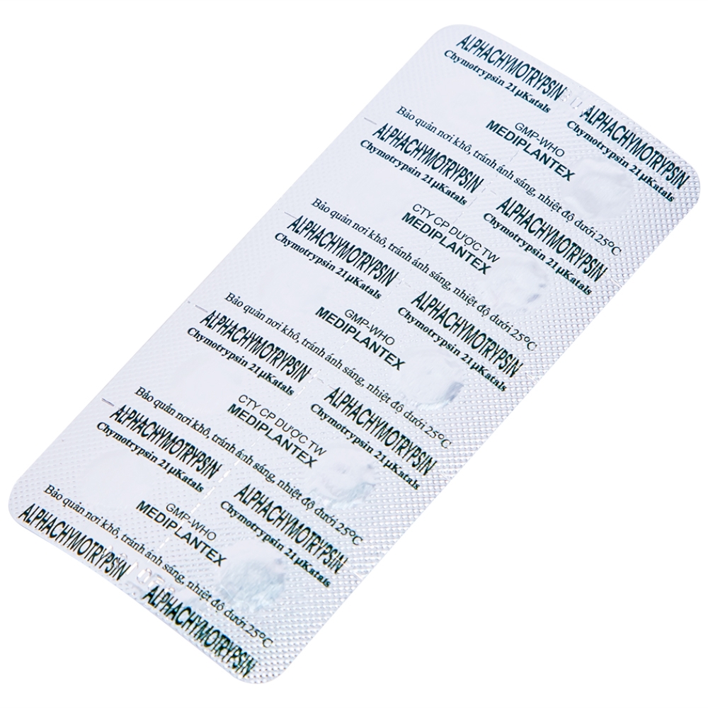 Hình ảnh Thuốc Alphachymotrypsin Mediplantex điều trị phù nề, sưng do chấn thương, phẫu thuật (50 vỉ x 10 viên)