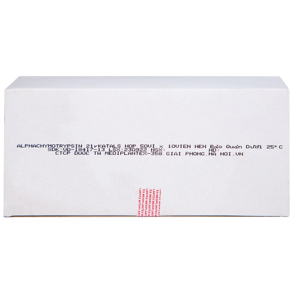 Hình ảnh Thuốc Alphachymotrypsin Mediplantex điều trị phù nề, sưng do chấn thương, phẫu thuật (50 vỉ x 10 viên)