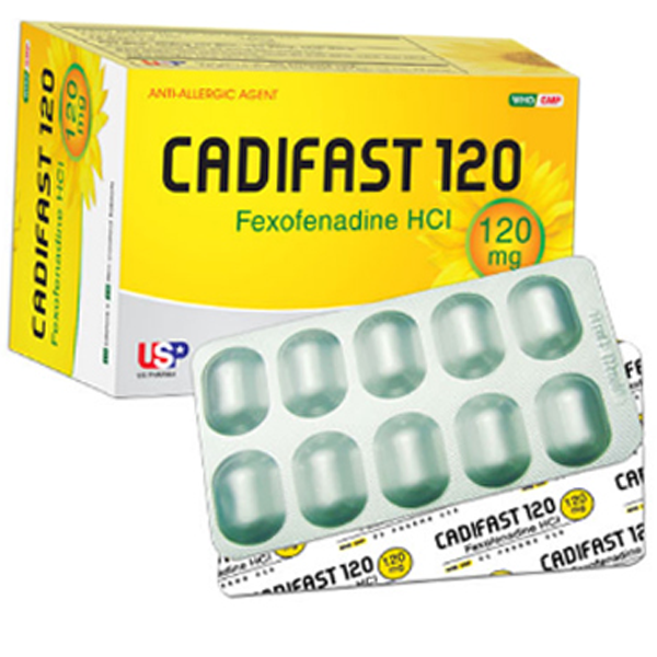 Hình ảnh Thuốc Cadifast 120 USA Pharma điều trị mày đay mạn tính vô căn, giảm viêm mũi dị ứng (3 vỉ x 10 viên)
