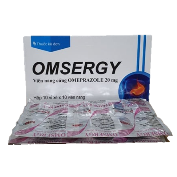 Hình ảnh Viên nang cứng Omsergy 20mg Saga điều trị loét tá tràng, viêm thực quản trào ngược (10 vỉ x 10 viên)