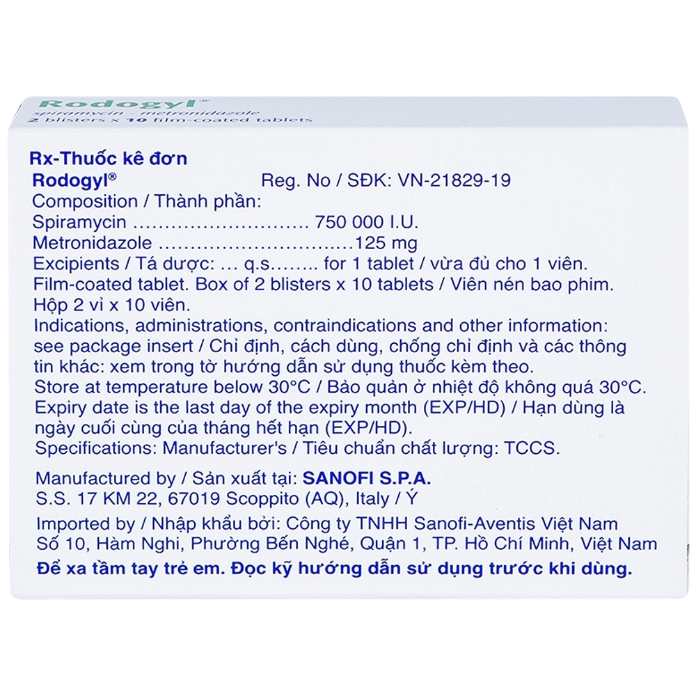 Hình ảnh Thuốc Rodogyl Sanofi điều trị nhiễm khuẩn xoang hàm (2 vỉ x 10 viên)