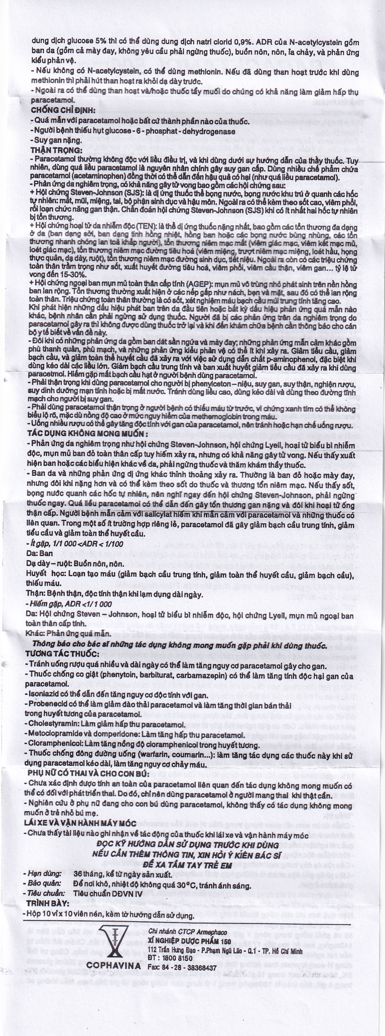 Hình ảnh Viên nén Paracetamol 500mg Armepharco điều trị các chứng đau và sốt (10 vỉ x 10 viên) 