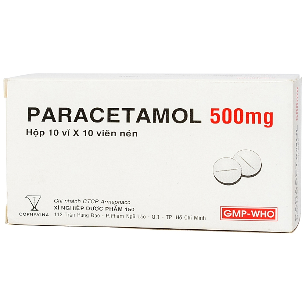 Hình ảnh Viên nén Paracetamol 500mg Armepharco điều trị các chứng đau và sốt (10 vỉ x 10 viên) 