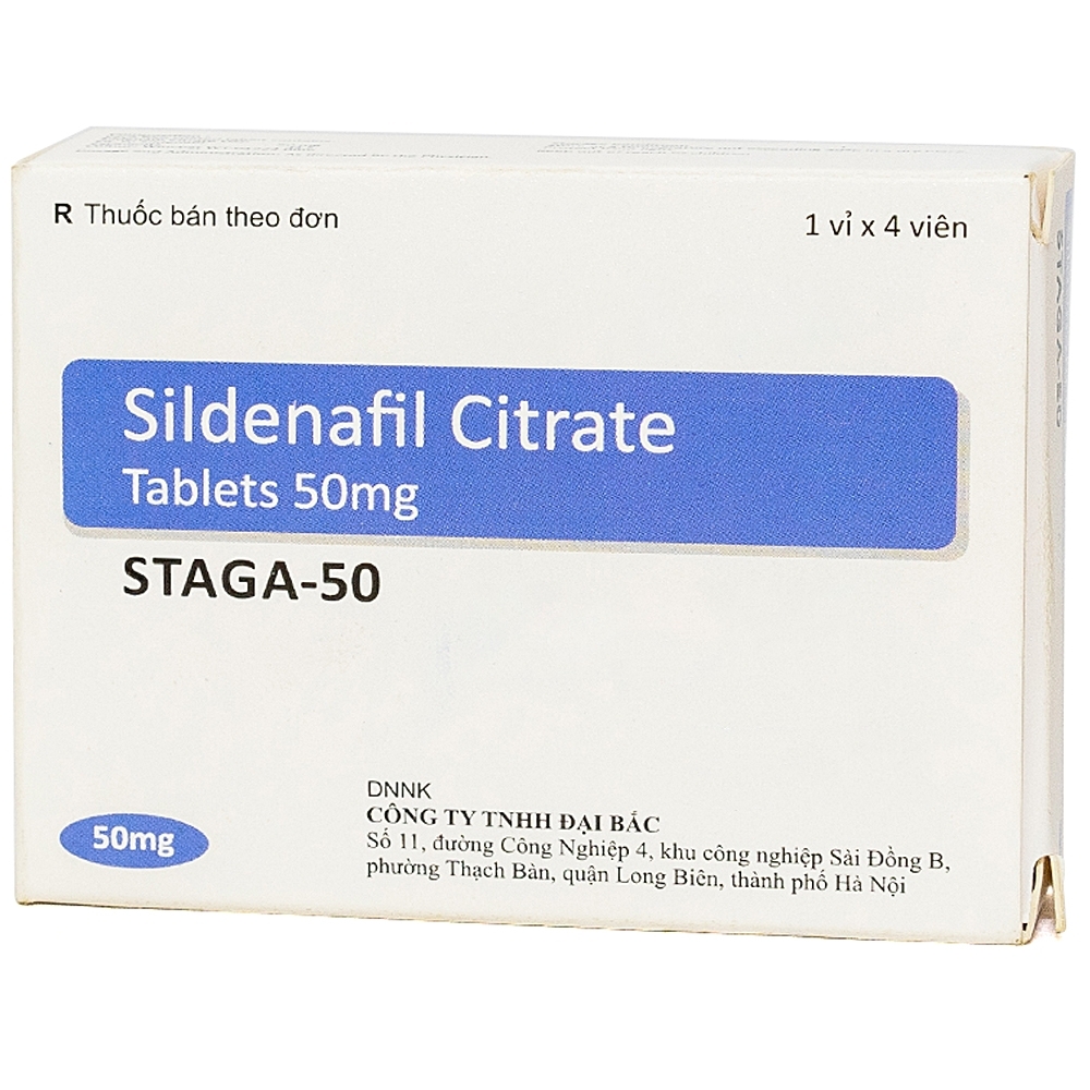 Hình ảnh Thuốc Sildenafil Citrate STAGA-50 Stallion điều trị rối loạn cương dương (1 vỉ x 4 viên)